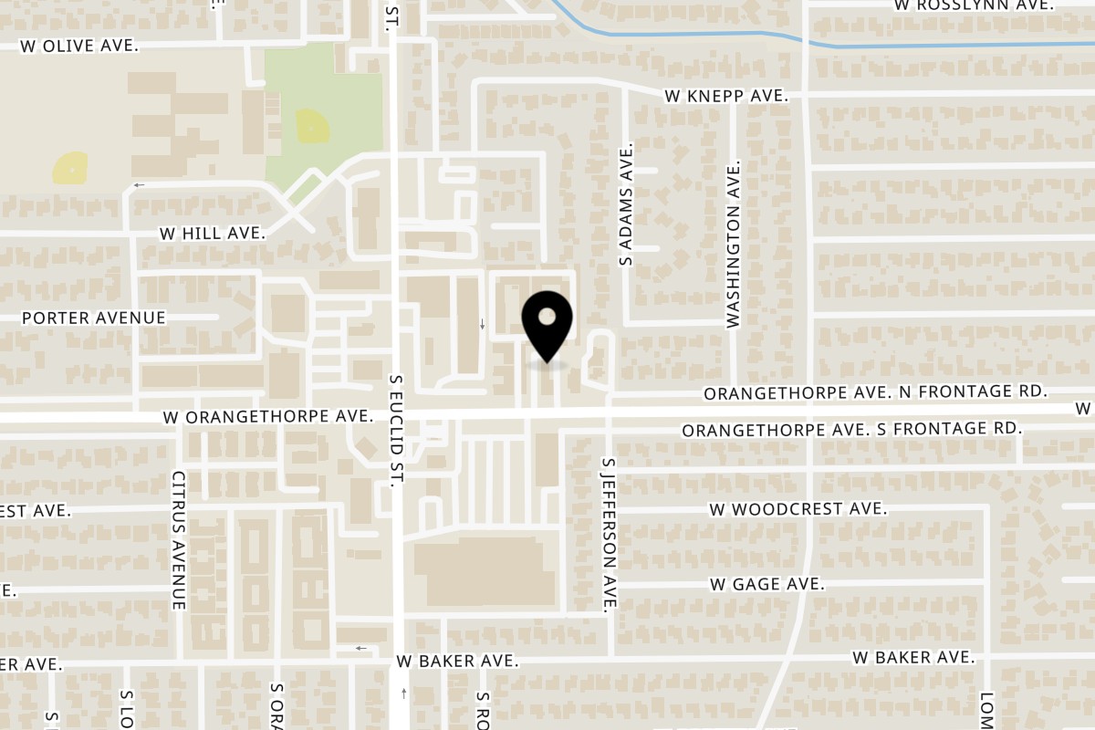 Map showing the location of Tasa2Go on 907 W Orangethorpe Ave unit 100 in Fullerton